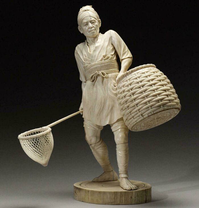 Ivory Fisherman Sculpture From Japan’s Meiji Era