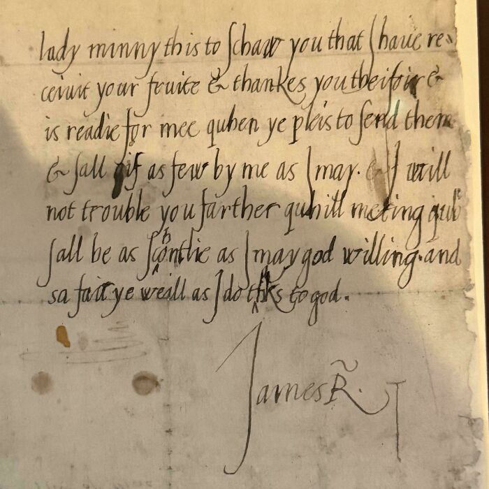 Earliest Known Letter From James VI, Saying Thanks For Fruit (1570s)