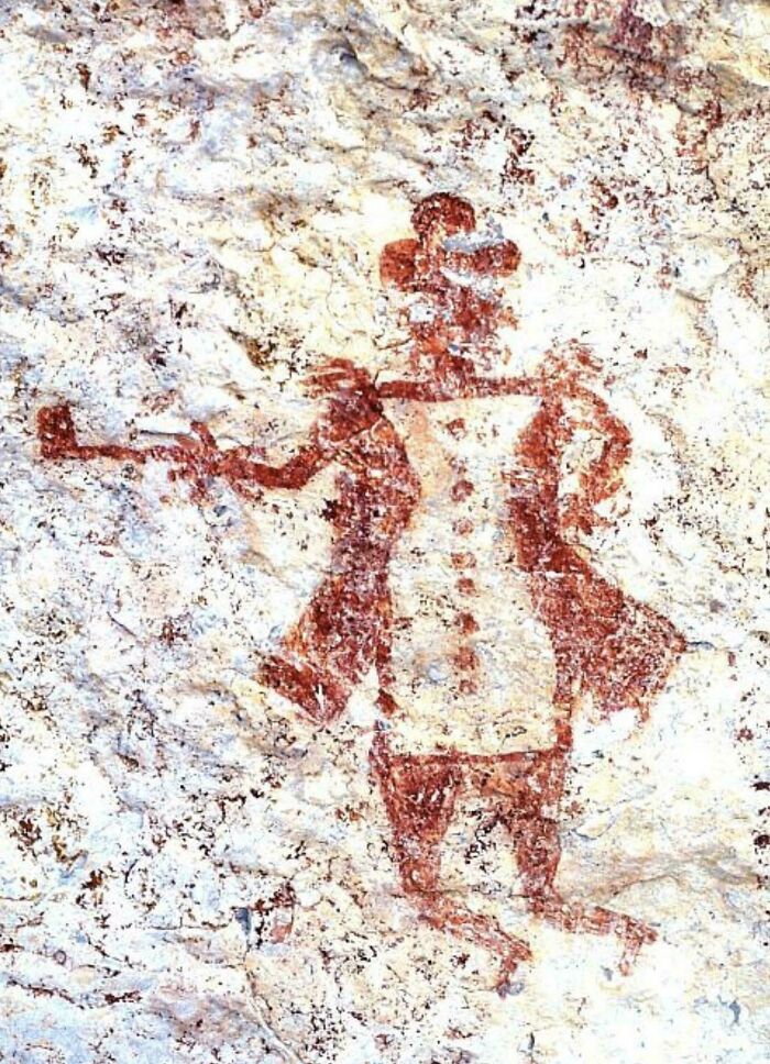 Spaniard Pictograph In Texas, Painted By A Native Who Saw Him In Real Life