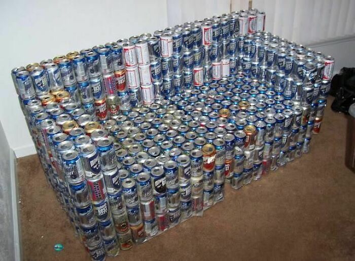 This Couch is Made from a Mountain of Empty Cans. Cheers to That!