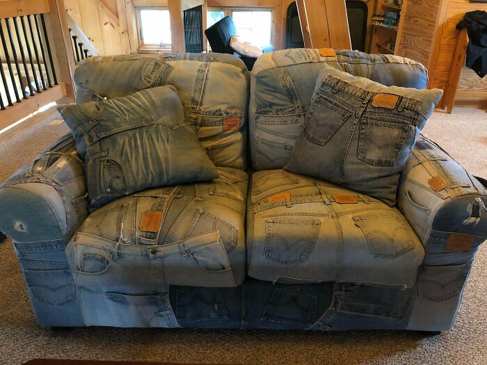 Canadian Tuxedo Couch: Denim on Denim… on Denim