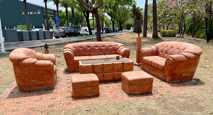 This Sofa Set is Made Out of Red Bricks. Don’t Sit Too Hard!