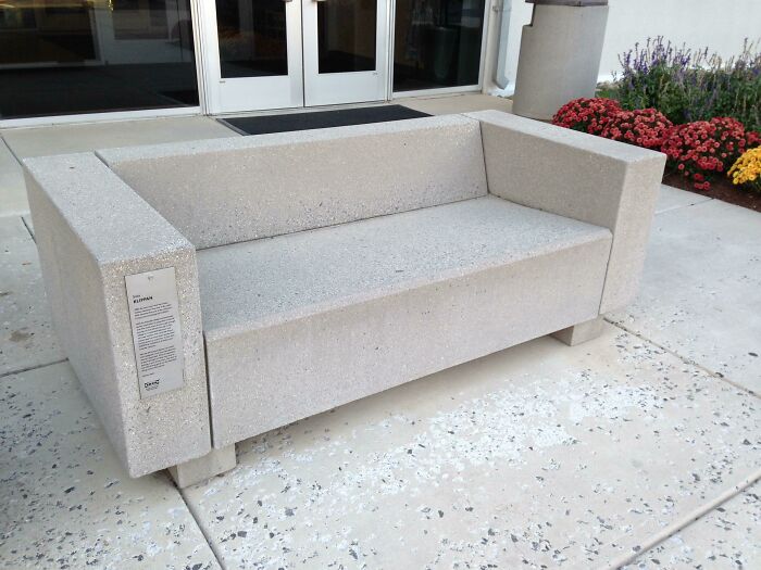 Concrete IKEA Sofa Right in Front of Their HQ. Talk About Sturdy!