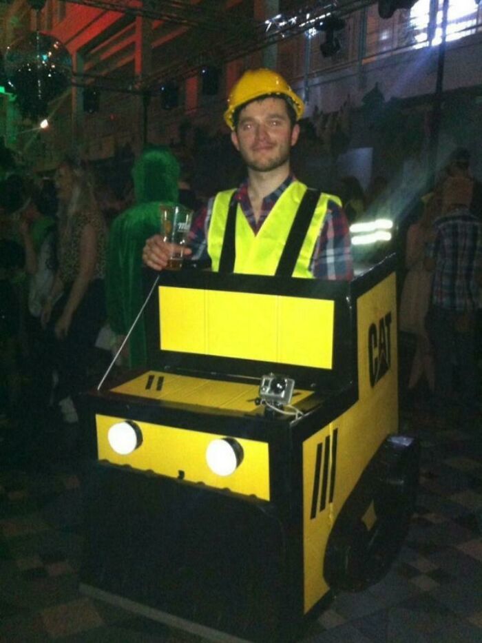 He Went As A Bulldozer For A Jungle Party And Nailed It