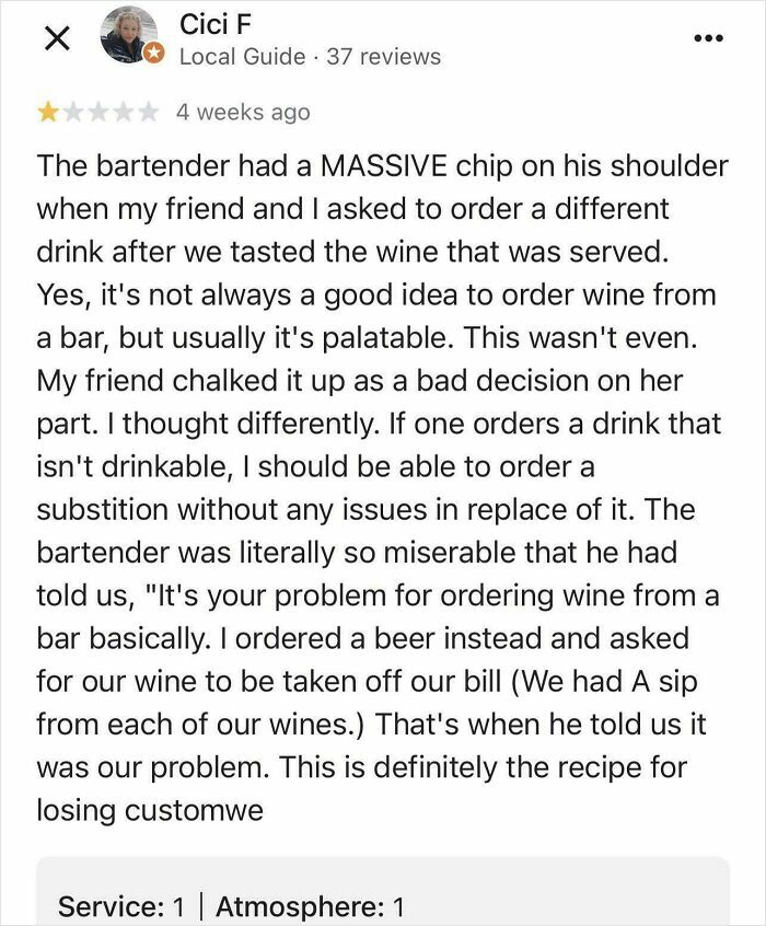 I’m Entitled To Free Drinks—According To This Review!