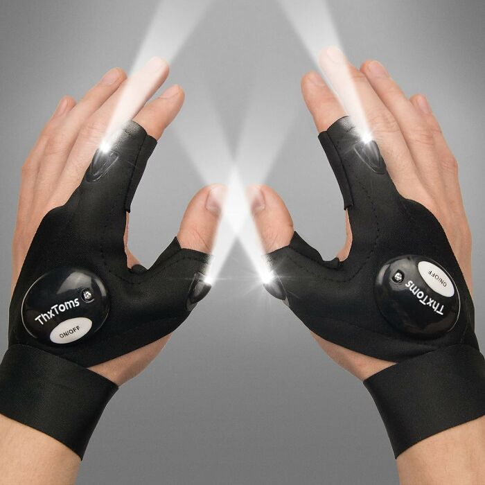 LED Flashlight Gloves? So Dad Can Finally Hold The Torch AND Get The Job Done!