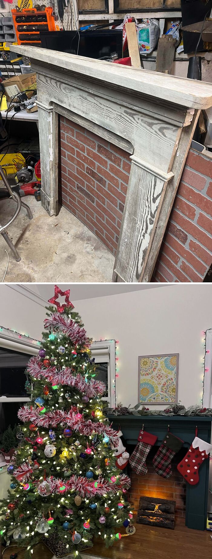 Dumpster Mantle Goes Festive with DIY Christmas Decoration