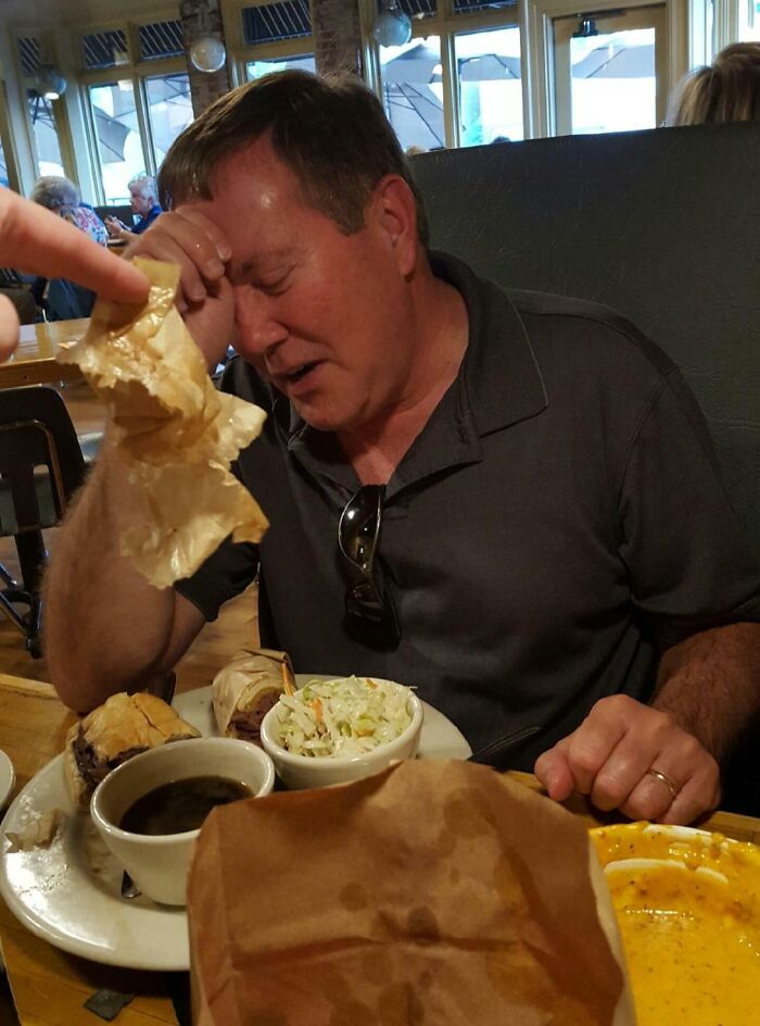 When Dad Eats Half His Sandwich With The Wrapper On