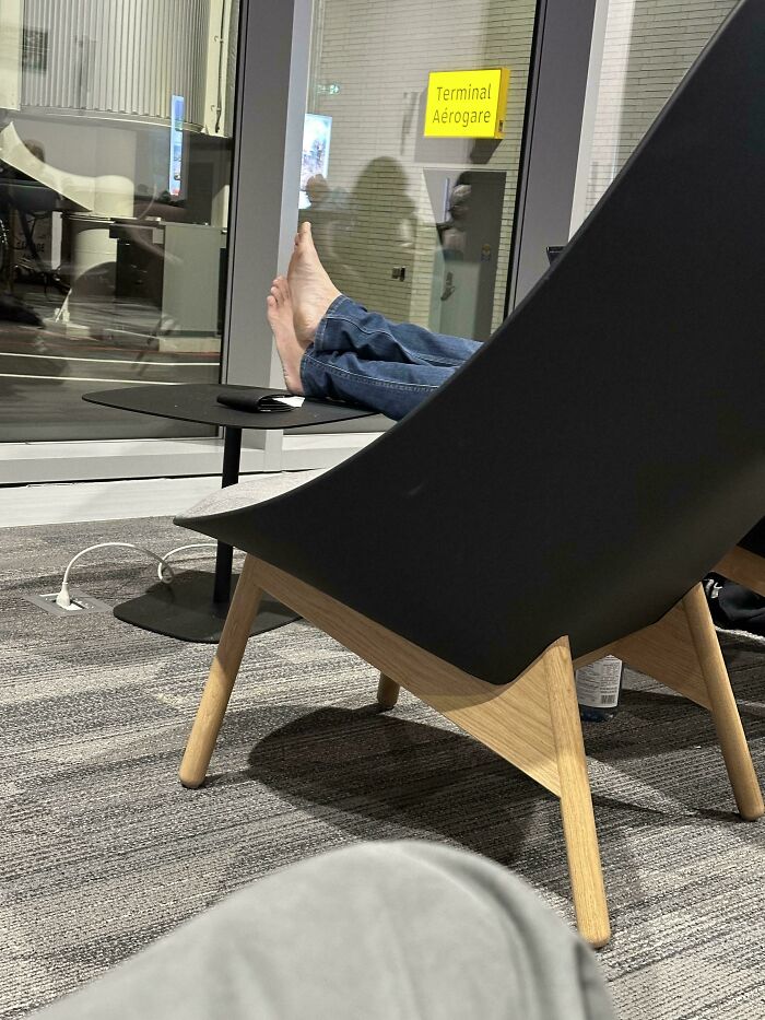 Feet on the Table? Classic Airport Move