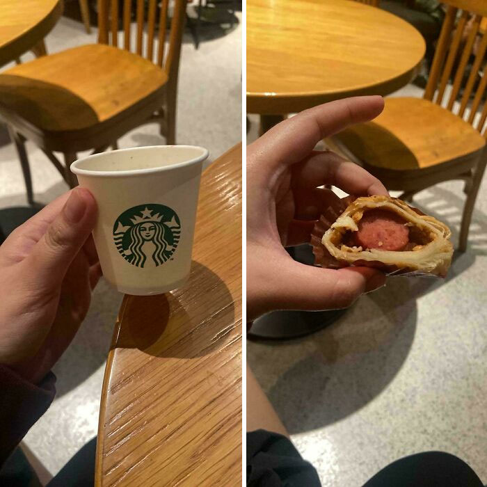 Barista Gave Me A Mini Sausage And Coffee An Hour Apart—Just Because!