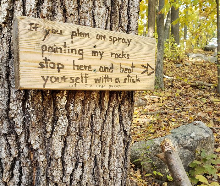 Went Hiking Near NYC and Found This Sign (And A Stick)
