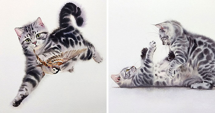 Furry Watercolor Magic: Cats That Will Steal Your Heart (45 Pics)