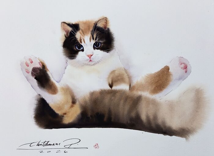 Furry Watercolor Magic: Cats That Will Steal Your Heart (45 Pics)