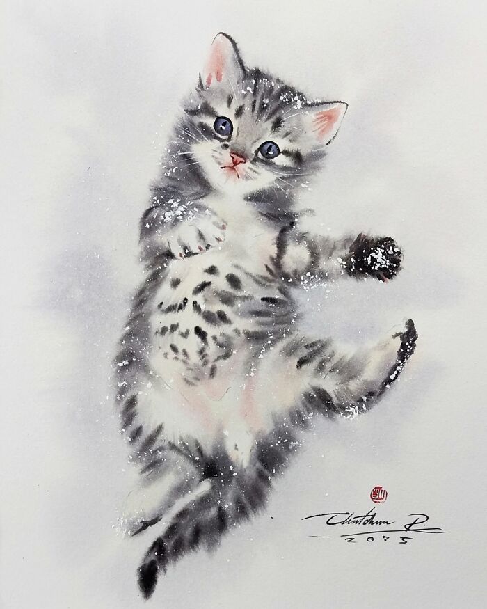Furry Watercolor Magic: Cats That Will Steal Your Heart (45 Pics)
