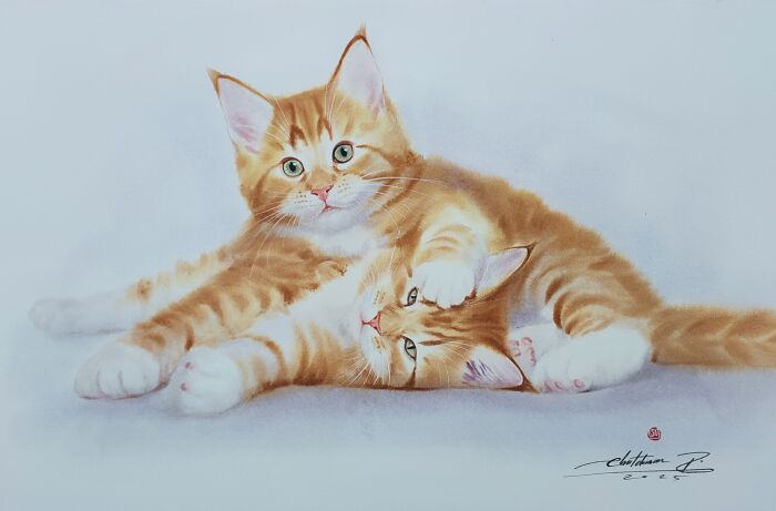 Furry Watercolor Magic: Cats That Will Steal Your Heart (45 Pics)