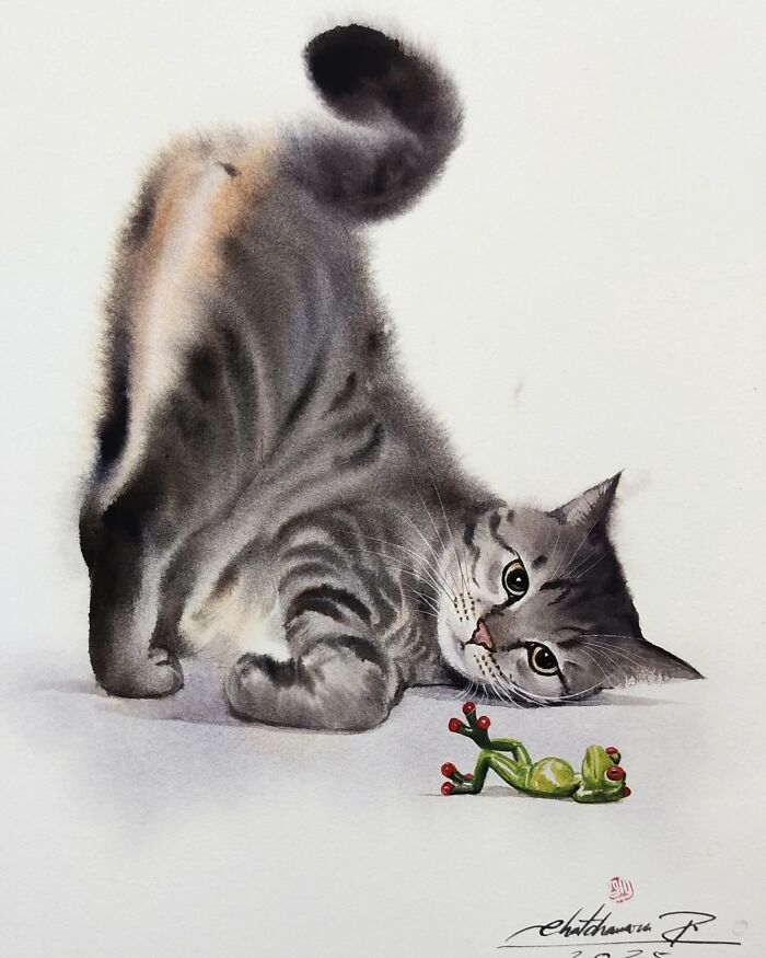 Furry Watercolor Magic: Cats That Will Steal Your Heart (45 Pics)