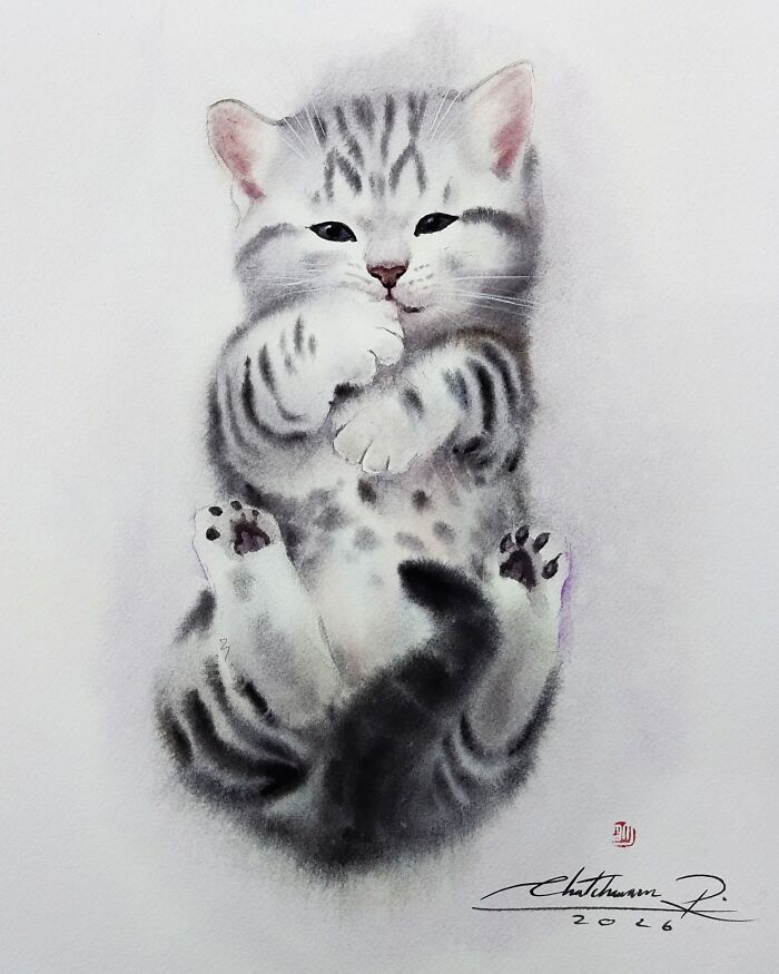 Furry Watercolor Magic: Cats That Will Steal Your Heart (45 Pics)