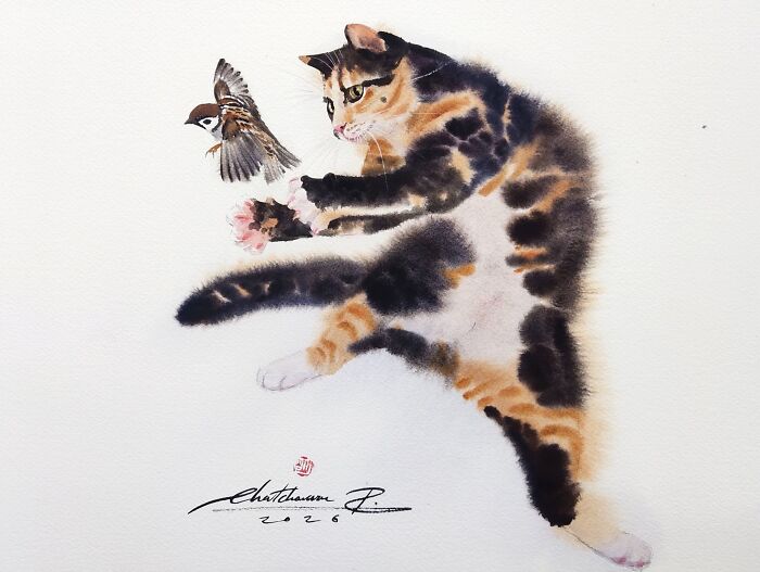 Furry Watercolor Magic: Cats That Will Steal Your Heart (45 Pics)