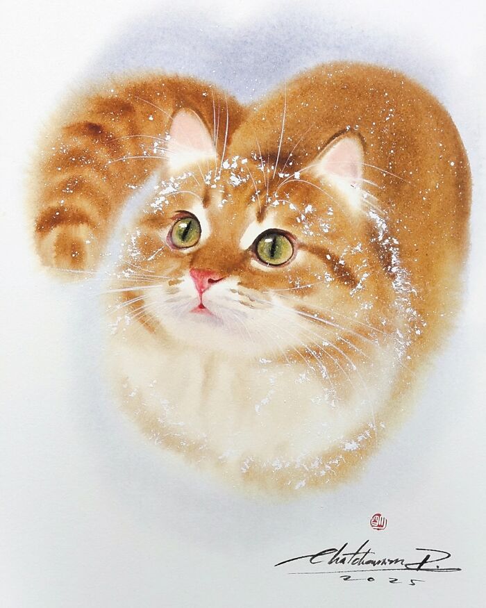 Furry Watercolor Magic: Cats That Will Steal Your Heart (45 Pics)
