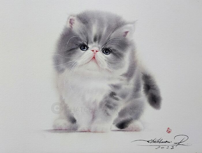 Furry Watercolor Magic: Cats That Will Steal Your Heart (45 Pics)