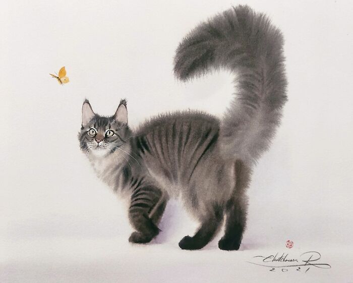Furry Watercolor Magic: Cats That Will Steal Your Heart (45 Pics)