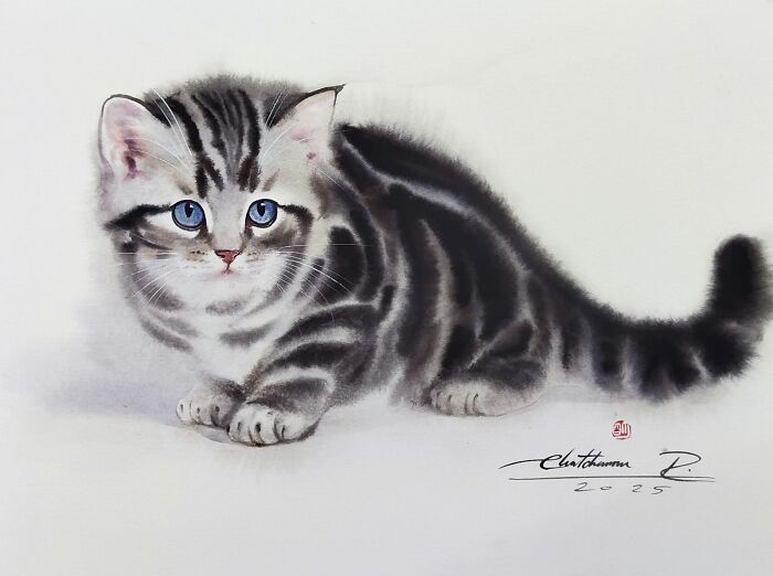 Furry Watercolor Magic: Cats That Will Steal Your Heart (45 Pics)