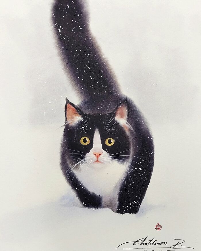 Furry Watercolor Magic: Cats That Will Steal Your Heart (45 Pics)