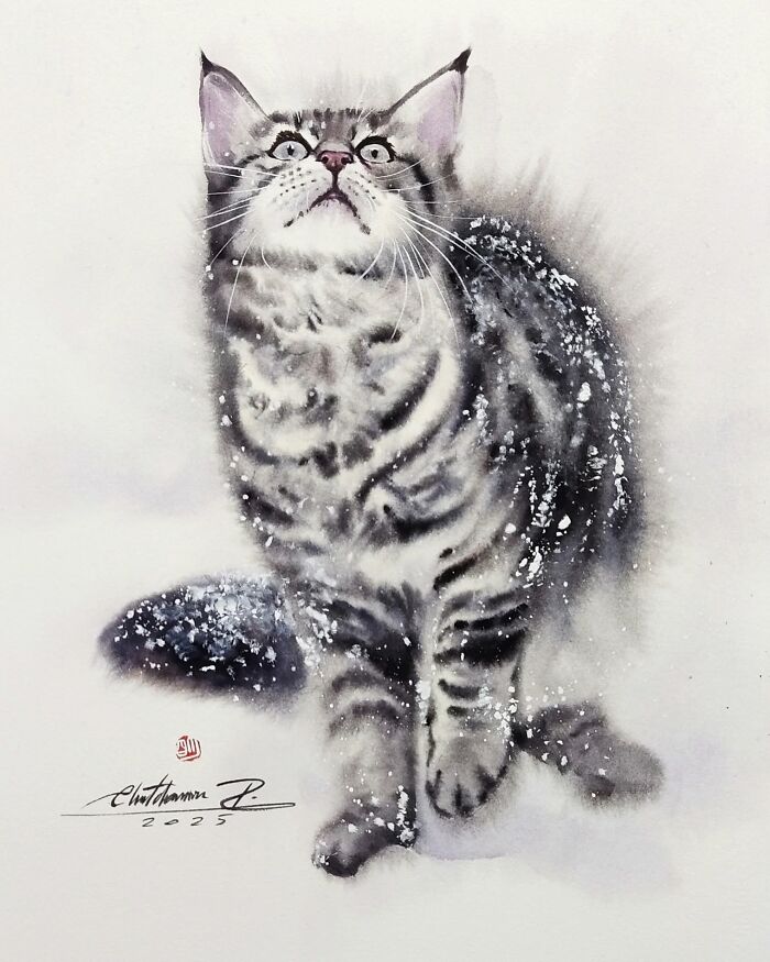 Furry Watercolor Magic: Cats That Will Steal Your Heart (45 Pics)