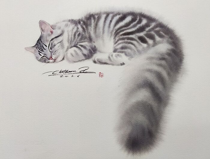 Furry Watercolor Magic: Cats That Will Steal Your Heart (45 Pics)