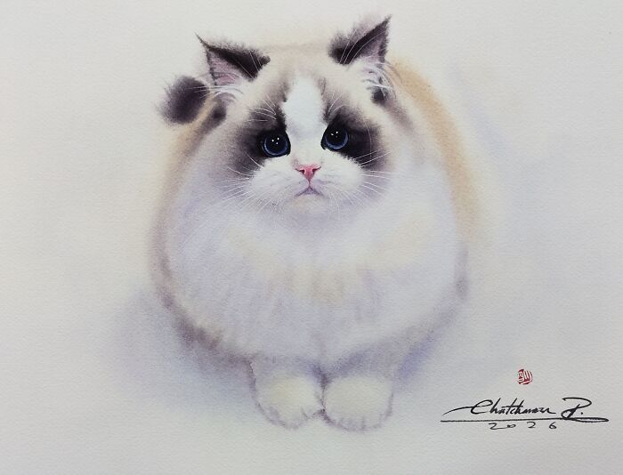 Furry Watercolor Magic: Cats That Will Steal Your Heart (45 Pics)