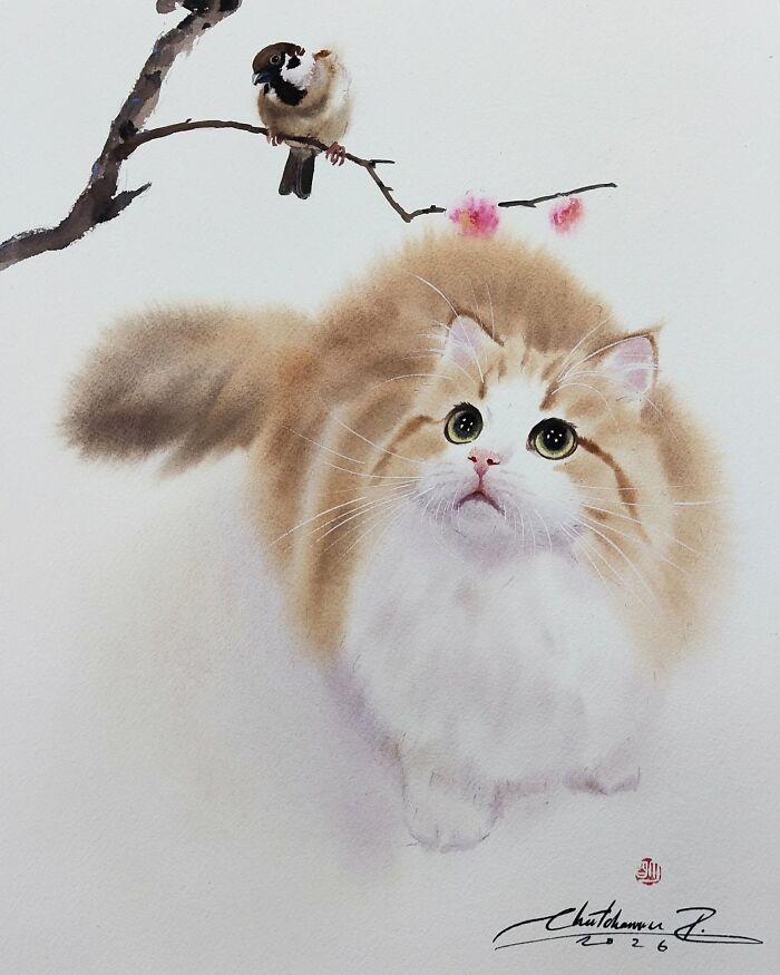 Furry Watercolor Magic: Cats That Will Steal Your Heart (45 Pics)