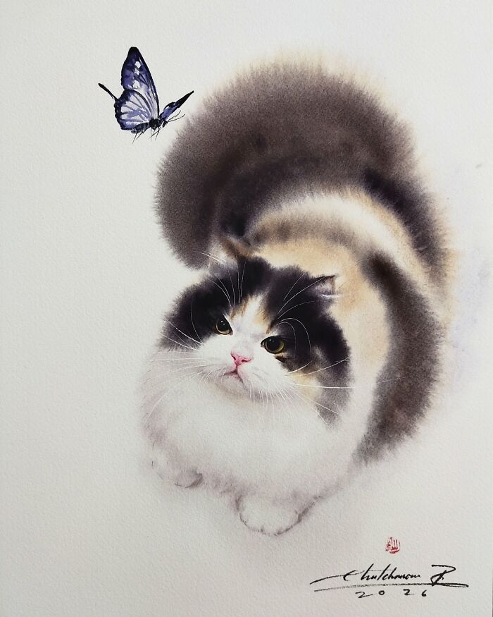 Furry Watercolor Magic: Cats That Will Steal Your Heart (45 Pics)