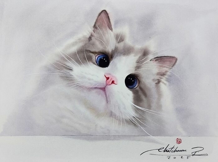 Furry Watercolor Magic: Cats That Will Steal Your Heart (45 Pics)