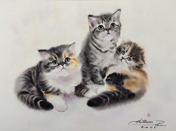 Furry Watercolor Magic: Cats That Will Steal Your Heart (45 Pics)