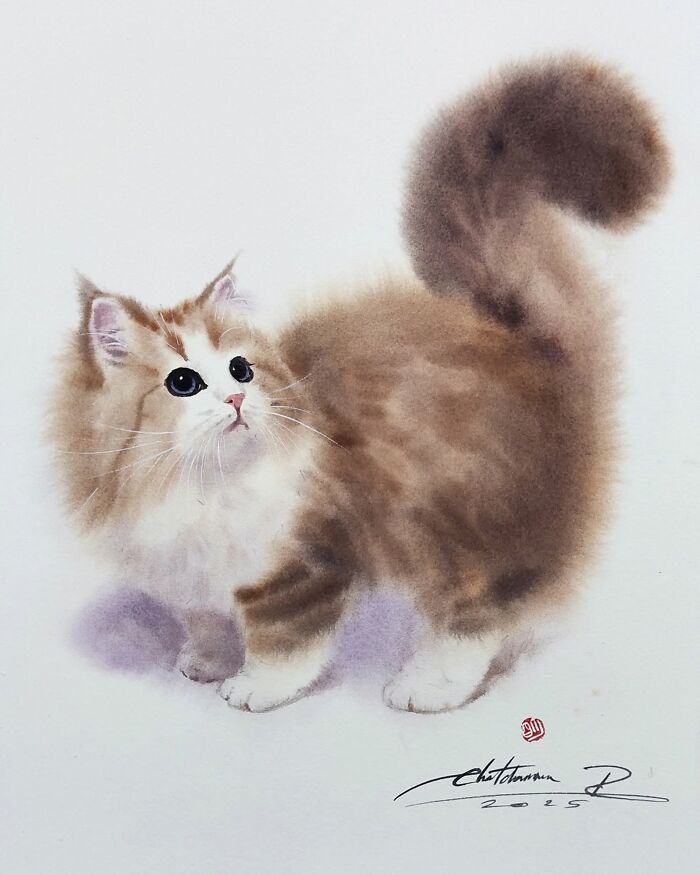 Furry Watercolor Magic: Cats That Will Steal Your Heart (45 Pics)