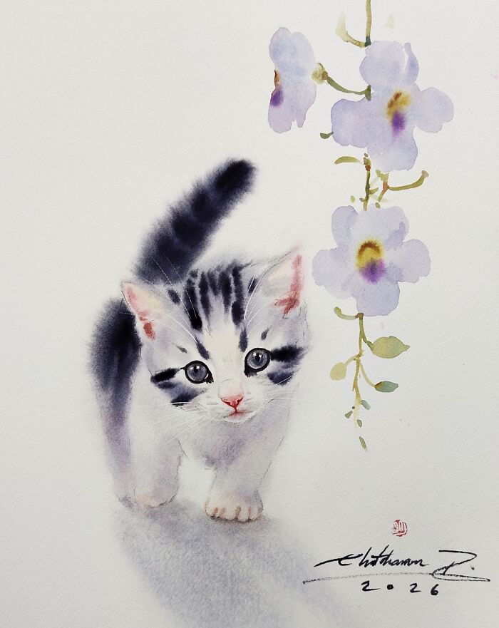 Furry Watercolor Magic: Cats That Will Steal Your Heart (45 Pics)