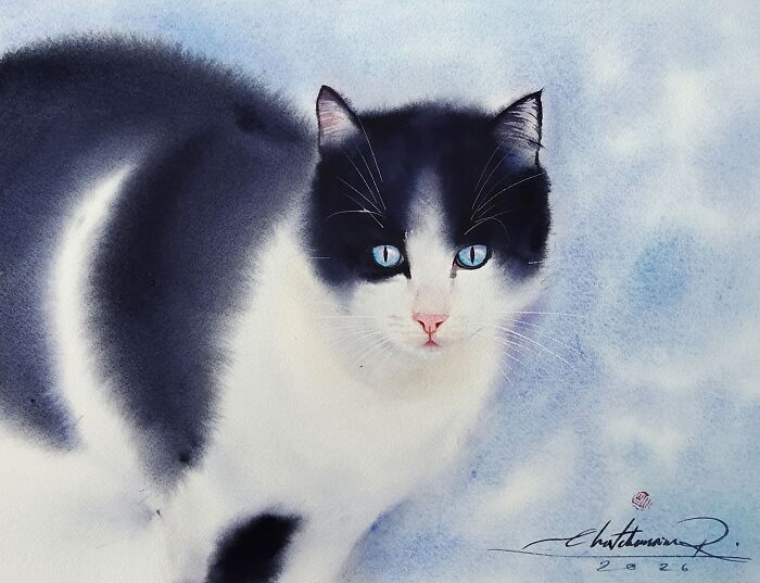 Furry Watercolor Magic: Cats That Will Steal Your Heart (45 Pics)