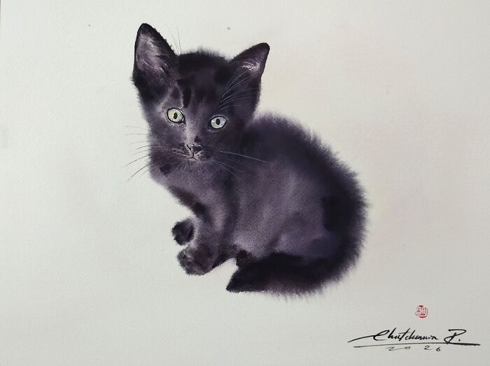 Furry Watercolor Magic: Cats That Will Steal Your Heart (45 Pics)