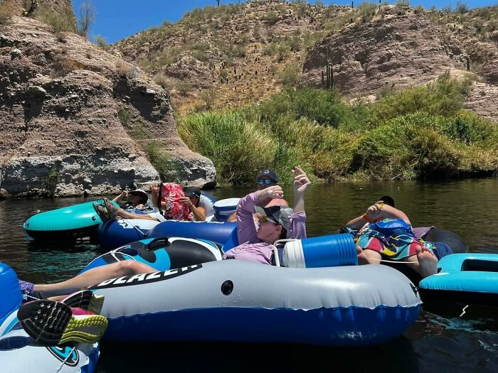 Lazy River Days Are Better With An Inflatable Tube Float That Has A Built-In Cooler