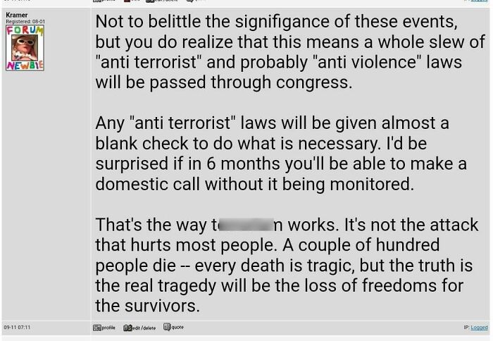 Internet Posts Just Hours After 9/11