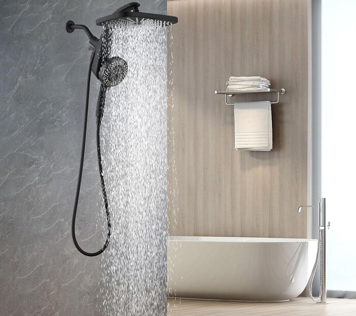 Two Shower Heads, One Wall Mount, Infinite Wash Joy: Rain Shower Combo With Handheld Sprayer