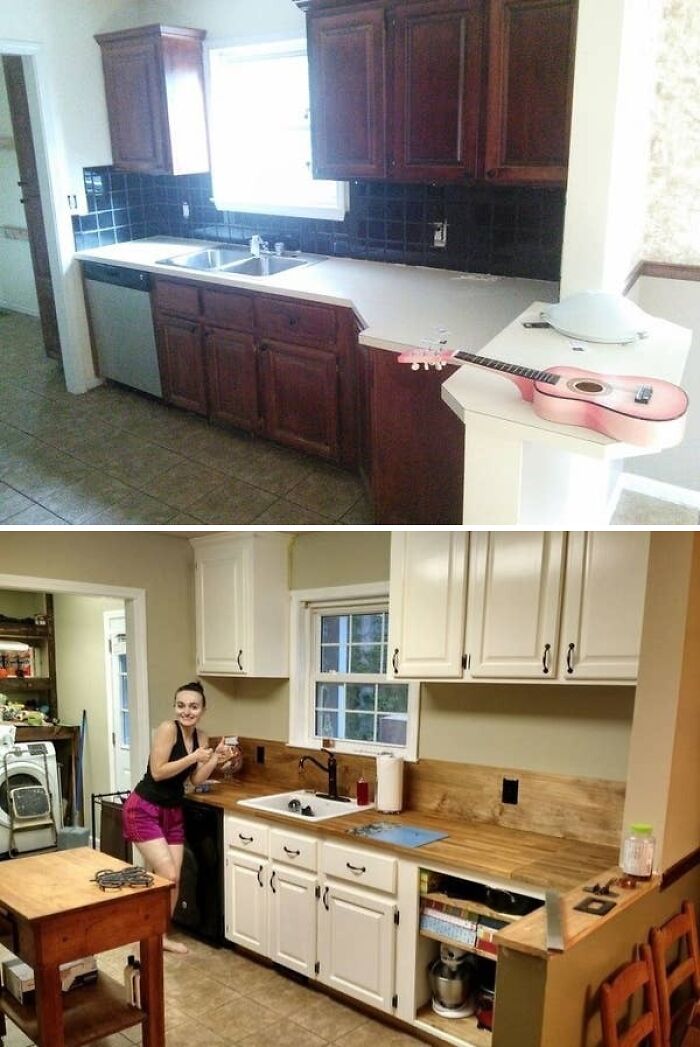 Sticky Cabinet Kitchen Goes From Gloomy to Gorgeous