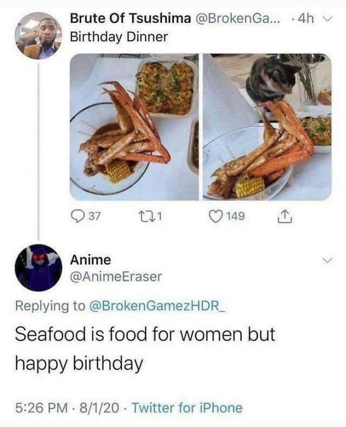 Men? Eating Seafood? LOL No.