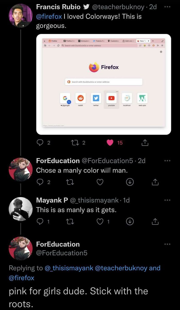 Manly Color? Like Blue and… Blue?