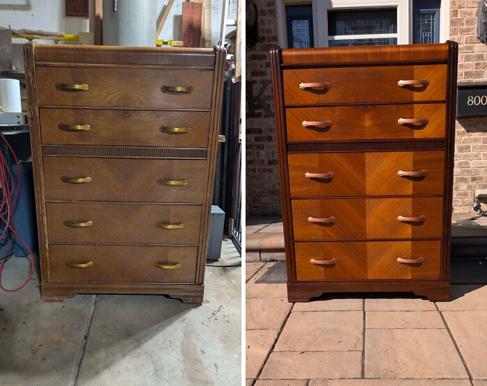 Walnut Art Deco Dresser Glow-Up