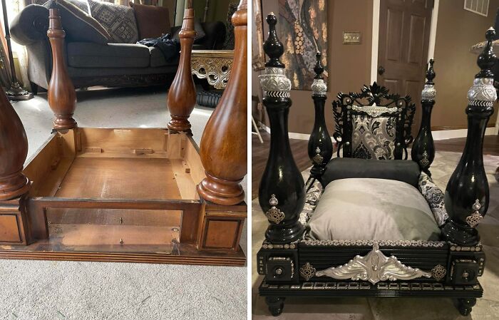 Turned an End Table Into a Fancy Dog Bed!