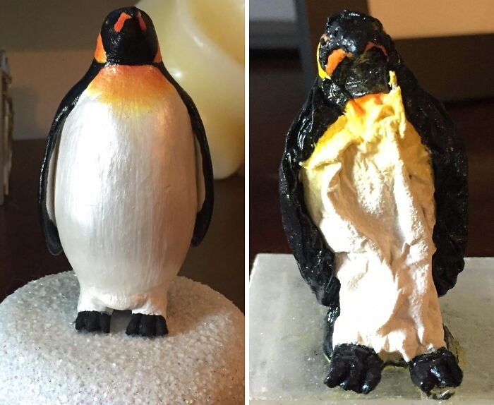 I Let My Son's Teacher Borrow My Penguin Sculpture. She Left It In A Window For 6 Months.