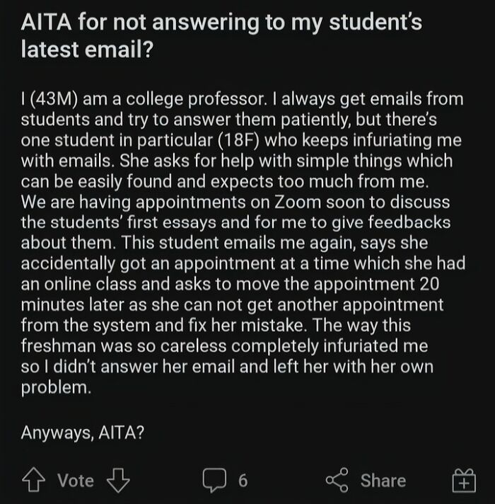 Student Asks For Help, Professor Gives Zero
