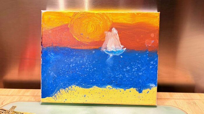 7-Year-Old’s Sunset Sail Painting: Fourth Time’s the Charm