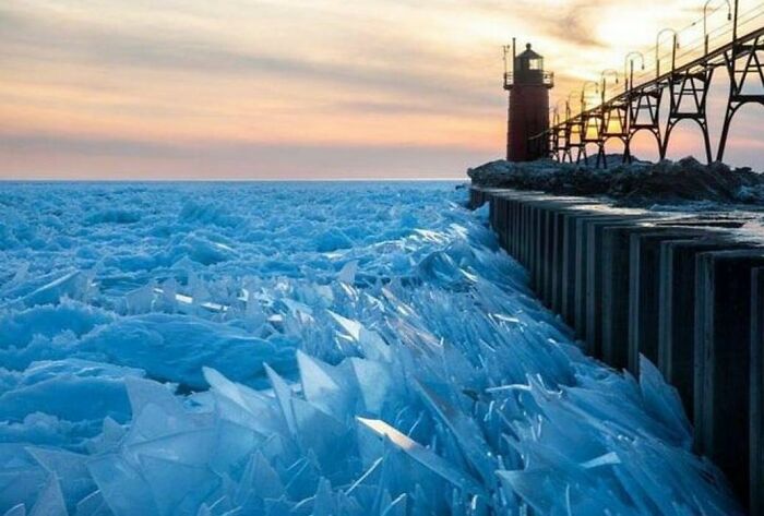 Ice Waves On Lake Michigan: Nature’s Chill Art